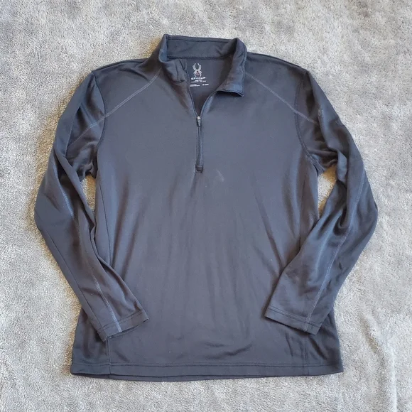 Spyder Shirt Men's X-Large Black 1/4 Zip Long Sleeve Performance Active Pullover - Picture 1 of 10